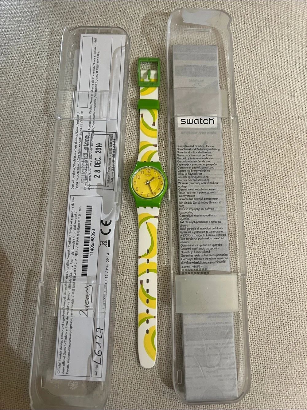 Vintage Swatch Yellow & Green Banana Motif Unisex Watch in original box